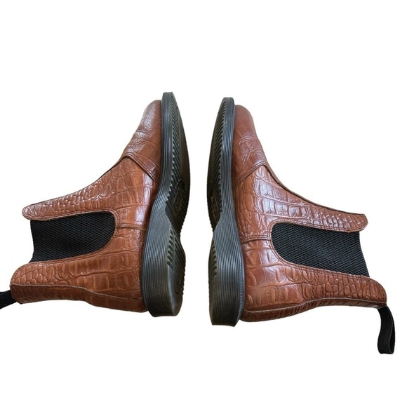 DR. Martens Flora Chelsea Croc Embossed Brown Black Boots Women’s 5 Casual Work - Picture 10 of 16